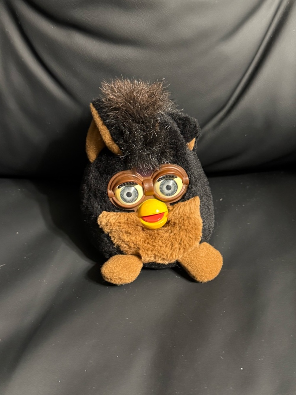 Vintage Furby Plush Black Brown Small Stuffed Toy Hasbro
